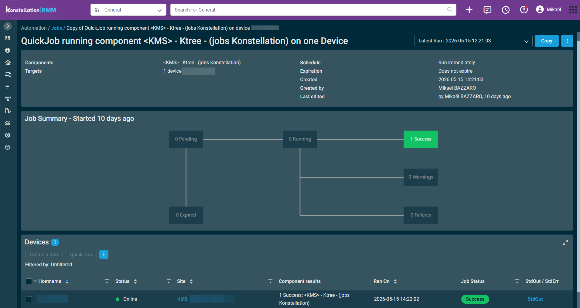 Konstellation RMM - déploiement du composant KMS · Ktree sur un poste client